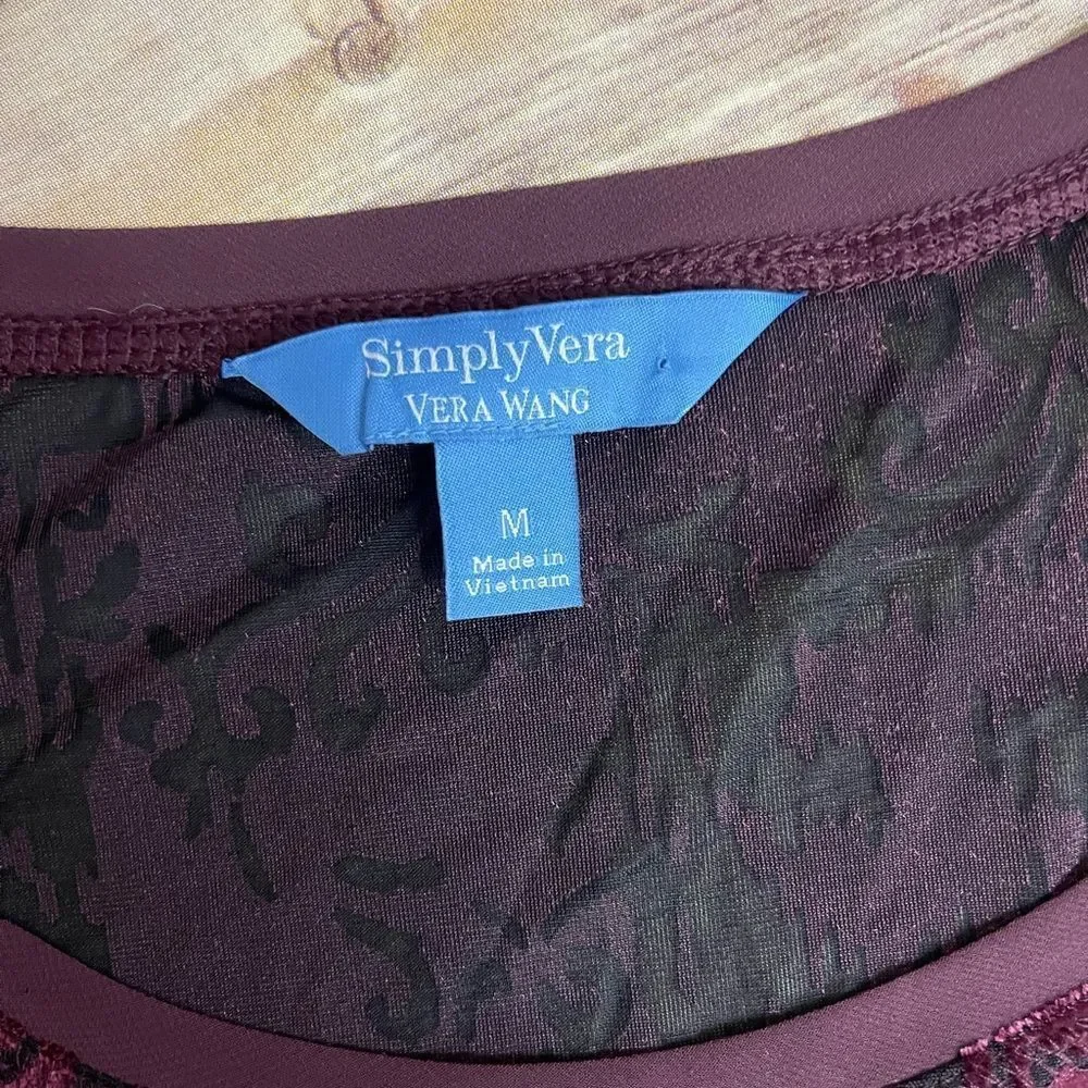 Simply Vera Wang crushed velvet shirt - size medium (burgundy)